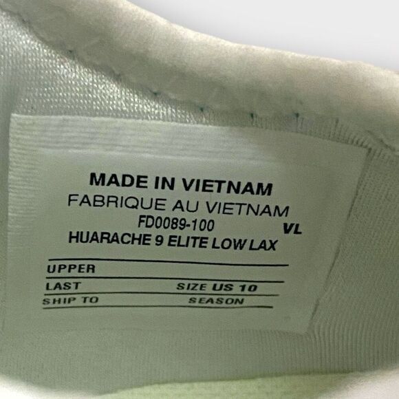 Nike Huarache 9 Elite Low LAX SE Lacrosse Shoes White FD0089-100 Mens size 10 - Picture 9 of 9